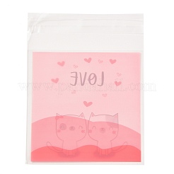 プラスチック製の耐熱皿バッグ  粘着式  チョコレート用  キャンディ  クッキー  猫の模様  13x10x0.03cm  約95~100個/袋&nbsp;ABAG-L013-B04