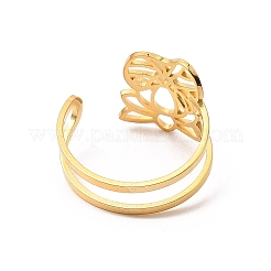 304ステンレススチールオープンカフリング  花  内径：18.6mm&nbsp;RJEW-Q808-03C-G