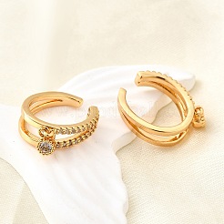 Brass Micro Pave Clear Cubic Zirconia Cuff Earrings&nbsp;EJEW-F370-30G