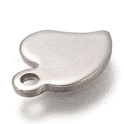 変色しない304ステンレススチールチャーム  レーザー切断  ハート  ステンレス鋼色  10.5x8x0.8mm  穴：1.4mm&nbsp;STAS-I176-16P