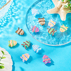 12色塗装ガラスビーズ6個  魚  エナメル  ミックスカラー  18~18.5x22x8~8.5mm  穴：1.6mm  2個/カラー&nbsp;LAMP-TA0002-38
