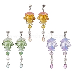 3 Pairs Jellyfish 304 Stainless Steel Shell Pearl Dangle Stud Earrings&nbsp;EJEW-TA00773
