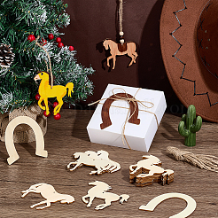 DIY Unfinished Blank Wooden Horse/Horseshoe Pendants&nbsp;WOOD-PH0034-17