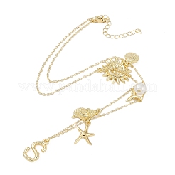 Bohemian Summer Beach Style 18K Gold Plated Shell Shape Initial Pendant Necklaces&nbsp;IL8059-19