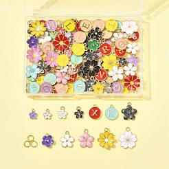 132本合金エナメルペンダント  さくらの花  200個の真鍮製オープン丸カン付き  ミックスカラー  14x12x2mm  穴：1.5mm&nbsp;DIY-FS0009-12