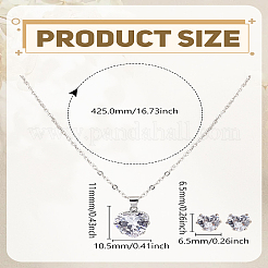 Heart Glass Pendant Necklaces & Stud Earrings Sets&nbsp;SJEW-LP0001-35