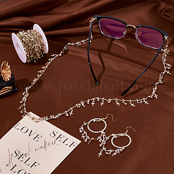 4M Flat Round with Cross Charm Brass Rhinestone Chains&nbsp;DIY-PH0030-93LG