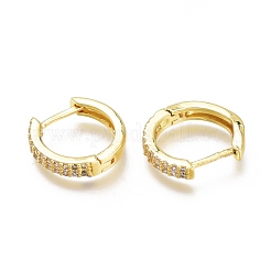 Brass Micro Pave Clear Cubic Zirconia Huggie Hoop Earrings&nbsp;ZIRC-H102-12G