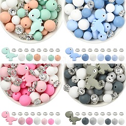47Pcs 7 Styles Cartoon Silicone Beads&nbsp;FIND-YW0010-39A