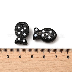 手作りのランプワークエナメルビーズ  凹凸のある魚  ブラック  20x12.5x7~9mm  穴：1.4~1.6mm&nbsp;LAMP-S079-06