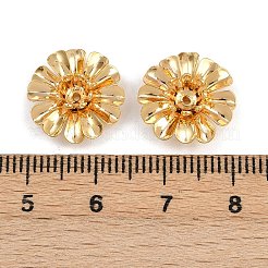 真鍮製ビーズキャップ  花  ニッケルフリー  18KGP本金メッキ  14x5.5mm  穴：1mm&nbsp;KK-F910-24G-06