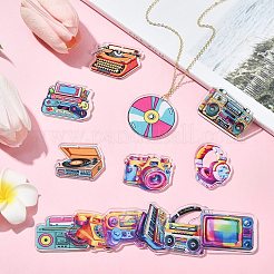 26個13スタイル不透明アクリルパーツ  音楽マシン 混合形状  ミックスカラー  28.5~41x32.5~45x2mm  穴：1.6mm  2個/スタイル&nbsp;OACR-CJ0002-15