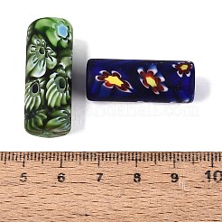 手作りのミルフィオリガラスの柱状ビーズ  シェブロンビーズ  シングルフラワーデザイン  ミックスカラー  22x10~12mm  穴：2.5mm  約10個/連&nbsp;LA-N001-02E-01
