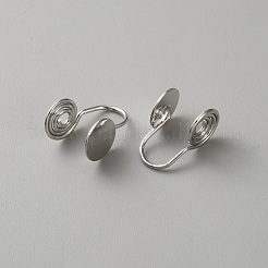 真鍮製の耳カフのパーツ  フラットラウンド  プラチナ  15x9x8.5mm&nbsp;FIND-WH0148-739E-P