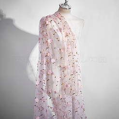 ポリエステル刺繍メッシュ生地  花柄  ダークサーモン  1500x0.1mm  5ヤード/個&nbsp;DIY-WH0622-616A