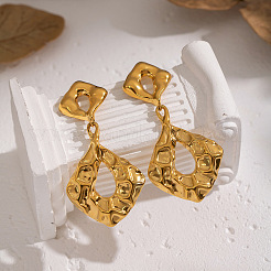 304 Stainless Steel Rhombus with Fold Charm Dangle Stud Earrings&nbsp;VS6054