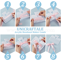 アクリル製蝶結びコーム1セット  編み機の道具  ミックスカラー  140x160x3mm  4個/セット&nbsp;DIY-UN0006-56