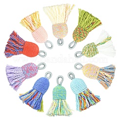 10Pcs 10 Colors Cotton Tassel Pendants&nbsp;FIND-YW0011-74