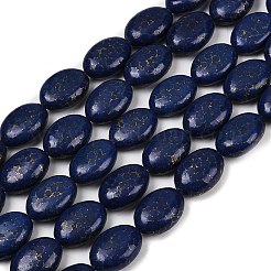 合成ハウライト模造ラピスラズリビーズ連売り  フラットオーバル  染め  ブルー  25x18x9.5mm  穴：1.4mm  約17個/連  15.67''（39.8センチメートル）&nbsp;G-S393-11A-18x25