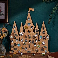 Castle Shaped MDF & Cork Wall Mounted Brooch Organizer Display Boards with Iron Hooks&nbsp;AJEW-WH0609-123B