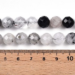 天然トマムマシンクォーツビーズ連売り  ファセット加工を施した丸型  9~10mm  穴：0.9mm  約19~20個/連  7.40~7.80''（18.8~19.8センチメートル）&nbsp;G-S345-10mm-30