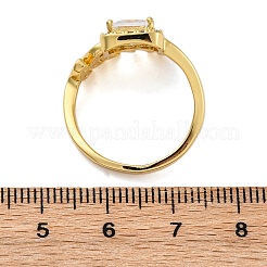 Brass Micro Pave Clear Cubic Zirconia Cuff Rings for Women&nbsp;RJEW-C118-07G