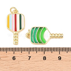 真鍮製エナメルペンダント  ピックルボールチャーム  ゴールドカラー  ミックスカラー  25x12x2mm  丸カン：5x0.8ミリ  3.5mm内径&nbsp;KK-I478-04G