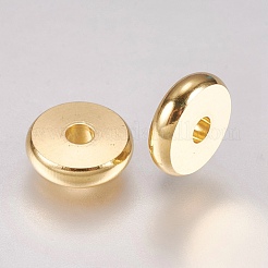 201ステンレススチールスペーサービーズ  フラットラウンド  18KGP本金メッキ  8x2mm  穴：2mm&nbsp;STAS-G173-02G