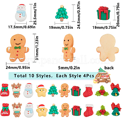 40Pcs 10 Styles Christmas Theme Opaque Resin Cabochons&nbsp;CRES-SC0002-57