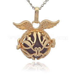 Golden Tone Brass Cage Pendants&nbsp;KK-J213-08G