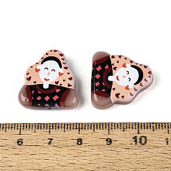印刷された不透明樹脂ビーズ  女性たち  キャメル  20~21.5x20~21x6mm  穴：1.2~1.4mm&nbsp;RESI-N043-17C