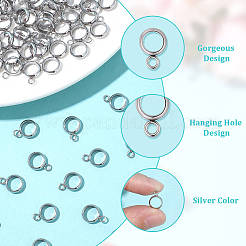 304ステンレススチールチューブベイル80個  ループベイル  リング  ステンレス鋼色  11x8x2.5mm  穴：2mm  内径：6mm&nbsp;STAS-PA0001-04B