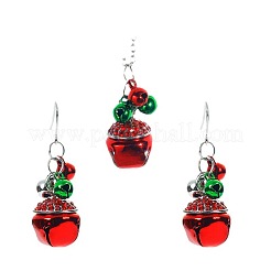 Christmas Bell Alloy Rhinestone Pendant Necklaces & Dangle Earrings Sets&nbsp;WG37E36-03
