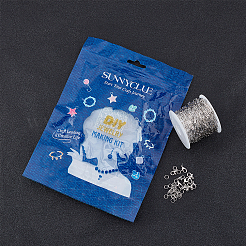 ペーパークリップチェーンを使ったDIYジュエリー製作キット  5mの真鍮製ペーパークリップチェーンを含む  亜鉛合金カニカンと鉄丸カン  プラチナ  チェーンリンク：7.6x2.6x0.5mm&nbsp;DIY-SC0014-49P
