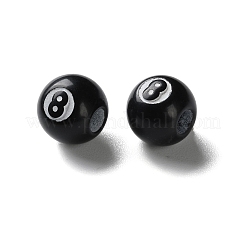 アクリルビーズ  模造ビリヤードビーズ  8位とのラウンド  ブラック  11x10mm  穴：4mm&nbsp;OACR-D301-02A