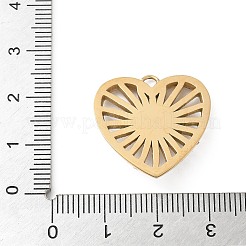 304ステンレススチールラインストーンペンダント  ガラスと  ハートチャーム  イオンプレーティング（ip）  クリムゾン  18KGP本金メッキ  23x23x4mm  穴：2x1.5mm&nbsp;STAS-Z122-40G