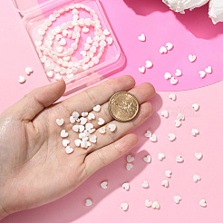 2 連売り天然トロキッド貝/トロキス貝ビーズ 連売り  ハート  貝殻色  6x5.5x2.5mm  穴：0.8mm  約75個/連  15.75インチ（40cm）&nbsp;SSHEL-SC0001-37