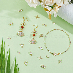 20Pcs 5 Styles Brass Pave Clear Cubic Zirconia Connector Charms&nbsp;KK-HS0001-30
