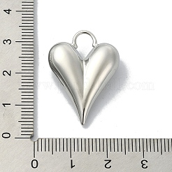 ラックメッキ真鍮チャーム  長持ちメッキ  鉛フリー＆カドミウムフリー  ハート  プラチナ  28x20x7.8mm  穴：7x4.5mm&nbsp;KK-M282-44P