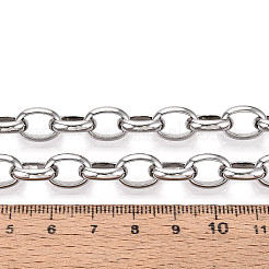 真鍮アズキチェーン  溶接されていない  スプールで  プラチナ  12x9x3mm  約16.40フィート（5m）/ロール&nbsp;CHC-T018-23P
