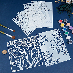 6Pcs 6 Styles Plants Theme PET Plastic Hollow Out Drawing Painting Stencils Templates&nbsp;DIY-GF0012-66