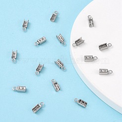 変色しにくい304ステンレススチール製折りたたみ式カシメエンドパーツ子  圧着コードの端を折ります  ステンレス鋼色  10x3mm  穴：1.5mm  内径：2mm&nbsp;X-STAS-R065-36