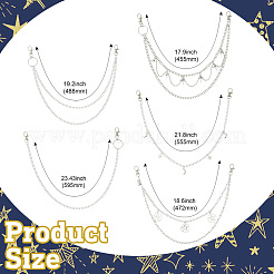 5Pcs 5 Styles Punk Style Moon Zinc Alloy Chain Belts Sets&nbsp;AJEW-CJ0001-63