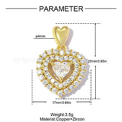 Valentine's Day Brass Clear Cubic Zirconia Pendants&nbsp;KK-OY001-19G
