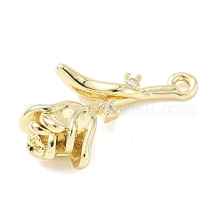 真鍮マイクロパヴェクリアキュービックジルコニアペンダント  14KGP本金メッキ  花  19.5x10.5x6mm  穴：1.2mm&nbsp;KK-Z106-01G-03