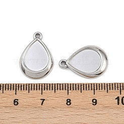 304ステンレススチールペンダントカボションセッティング  ティアドロップチャーム  ステンレス鋼色  トレイ：12.5x9.5mm  18x13x2.5mm  穴：1.2mm&nbsp;STAS-L303-31P