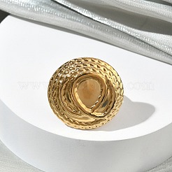 304ステンレススチールカフオープンリング  ラウンド  ステートメントリング  イオンプレーティング（ip）  ゴールドカラー  24mm  内径：17mm&nbsp;RJEW-F202-02E-G