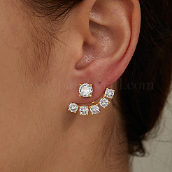 201ステンレススチールスタッドピアス  キュービックジルコニア付き  女性のための  18KGP本金メッキ  16x23mm&nbsp;CU1514-1