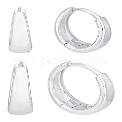 2ペア2スタイルの真鍮フープピアス  リング  プラチナメッキ  14~16x5.5mm  1ペア/スタイル&nbsp;EJEW-LP0001-58P