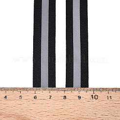 ポリエステルストライプリボン  反射バンド  安全注意 洋服づくりのために  ブラック  5/8インチ（15mm）&nbsp;OCOR-T016-01A